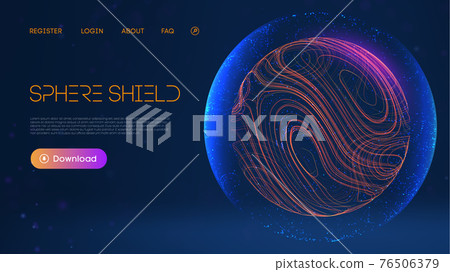 Sphere shield protect in abstract style. Virus protection bubble. Blue abstract antiviral futuristic technology background. 3d blue energy ball barrier illustration. 76506379