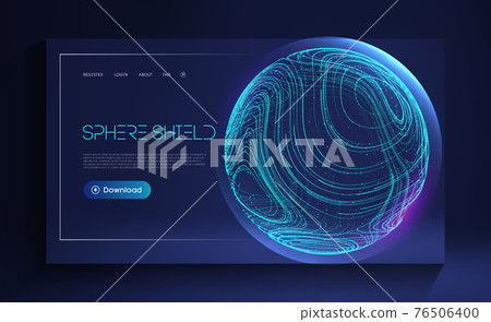 Sphere shield protect in abstract style. Virus protection bubble. Blue abstract antiviral futuristic technology background. 3d blue energy ball barrier illustration. Sphere shield protect in abstract style. Virus protection bubble. Blue abstract antiviral futuristic technology background. 3d blue energy ball barrier illustration. 76506400