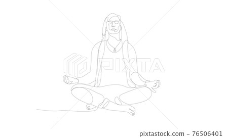 Meditating man one line art. Human character vector illustration. EPS 10 76506401
