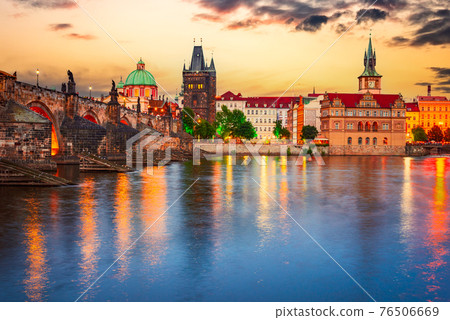 Prague, Czech Republic - Charles Bridge and Stare Mesto oldtown Prague, Czech Republic - Charles Bridge and Stare Mesto oldtown 76506669
