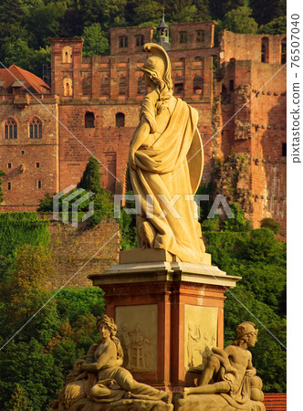 Statue of Minerva on the Old Bridge (Alte Brucke) of Heidelberg, Statue of Minerva on the Old Bridge (Alte Brucke) of Heidelberg, 76507040
