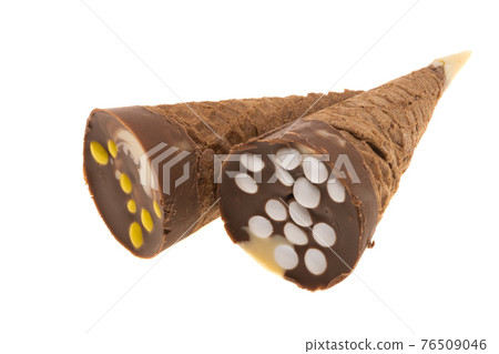 waffle cone with dessert isolated 76509046
