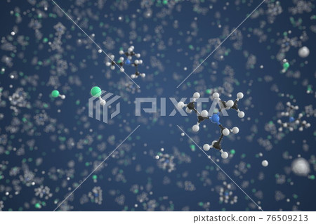 Triethylamine hydrochloride molecule made with balls, conceptual molecular model. Chemical 3d rendering Triethylamine hydrochloride molecule made with balls, conceptual molecular model. Chemical 3d rendering 76509213