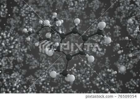 Mesitylene molecule made with balls, scientific molecular model. Chemical 3d rendering 76509354