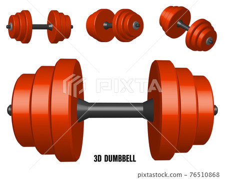 realistic detailed 3D model of red sports dumbbell. Healthy lifestyle, fitness. Realistic vector realistic detailed 3D model of red sports dumbbell. Healthy lifestyle, fitness. Realistic vector 76510868