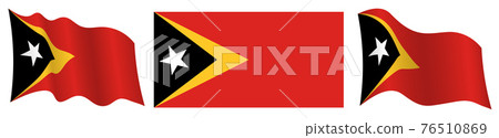 flag of East Timor in static position and in motion, fluttering in wind in exact colors and sizes, on white background 76510869