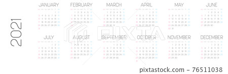 Simple monthly calendar of year 2021 76511038