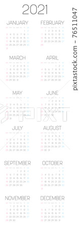Simple monthly calendar of year 2021 76511047