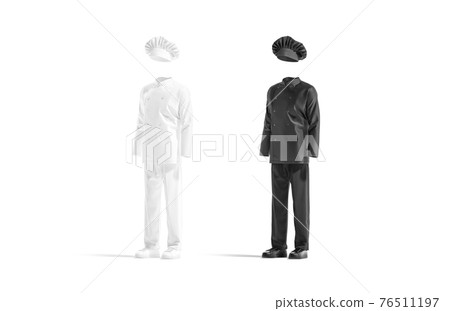 Blank black and white chef uniform mockup set, side view 76511197