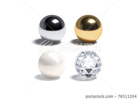 Blank gloss silver, gold, pearl and diamond ball mockup set 76511204