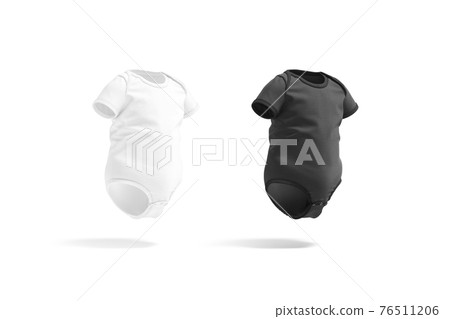 Blank black and white half sleeve baby bodysuit mockup, isolated Blank black and white half sleeve baby bodysuit mockup, isolated 76511206