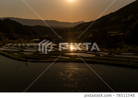 Photographed rice terraces in the evening of Hosokawa, Asuka Village, Nara Prefecture Photographed rice terraces in the evening of Hosokawa, Asuka Village, Nara Prefecture 76511548