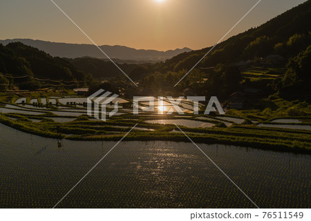 Photographed rice terraces in the evening of Hosokawa, Asuka Village, Nara Prefecture Photographed rice terraces in the evening of Hosokawa, Asuka Village, Nara Prefecture 76511549