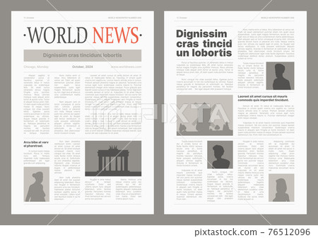 Newspaper pages. Brochure layout wireframes template magazine column with headlines garish vector set 76512096