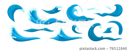 Tsunami waves and tides elements. Big wave surfing set. Cartoon vector illustration Tsunami waves and tides elements. Big wave surfing set. Cartoon vector illustration 76512840