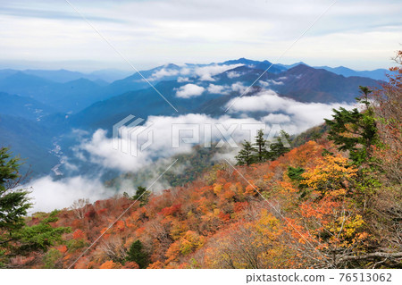 A view of the mountaintop with a series of clouds A view of the mountaintop with a series of clouds 76513062