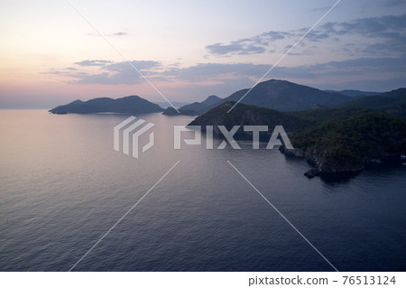 Aerial view of sea bay at sunset. Aerial view of sea bay at sunset. 76513124