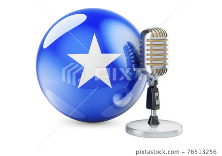 Music of Somalia concept. Retro microphone with Somali flag. 3D rendering 76513256