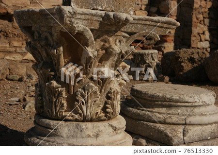 Close up of ancient Greek ruins. Heritage of antiquity. 76513330