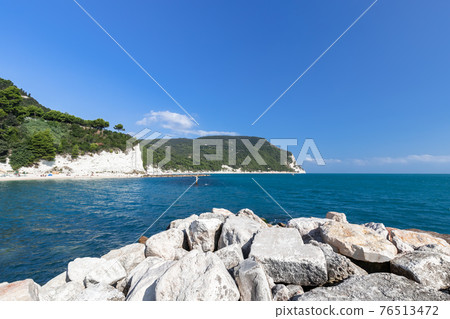 Beautiful view of the coast of Riviera del Conero. Sirolo, Ancona, Italy Beautiful view of the coast of Riviera del Conero. Sirolo, Ancona, Italy 76513472