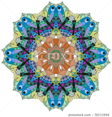 Colorful cute Mandalas. Decorative unusual round ornaments. 76513994