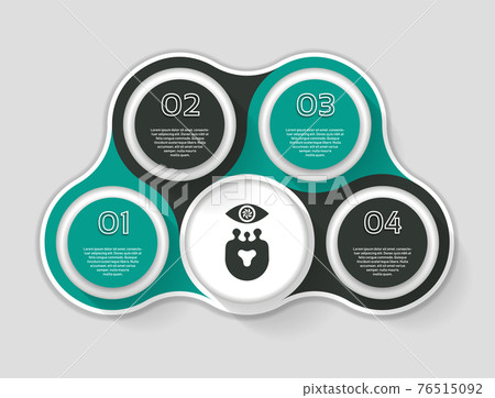 Vector circle info graphic. Template for diagram, graph, presentation and chart. Business concept with 4 options, parts, steps or processes. Abstract background Vector circle info graphic. Template for diagram, graph, presentation and chart. Business concept with 4 options, parts, steps or processes. Abstract background 76515092