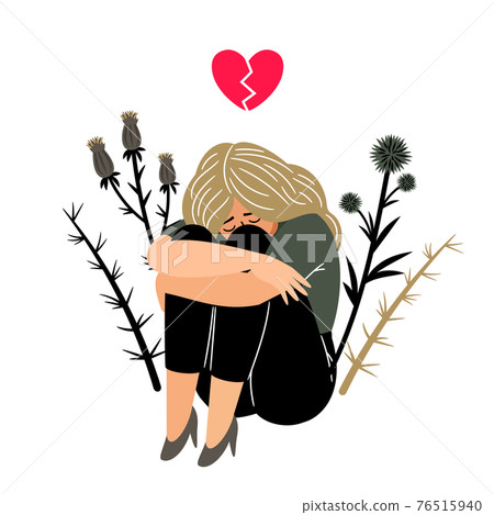 Crying girl with sad feeling 76515940