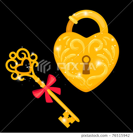Golden key and padlock Golden key and padlock 76515942