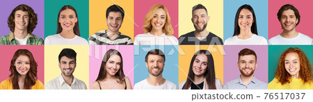 Composite set of young people expressing positive emotions, panorama Composite set of young people expressing positive emotions, panorama 76517037
