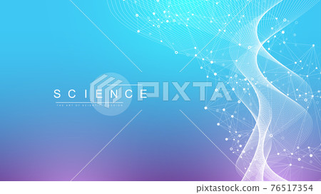 Scientific vector illustration genetic engineering and gene manipulation concept. DNA helix, DNA strand, molecule or atom, neurons. Abstract structure for Science or medical background. CRISPR CAS9. 76517354