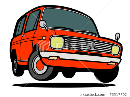 Retro light car jump red car illustration 76517702