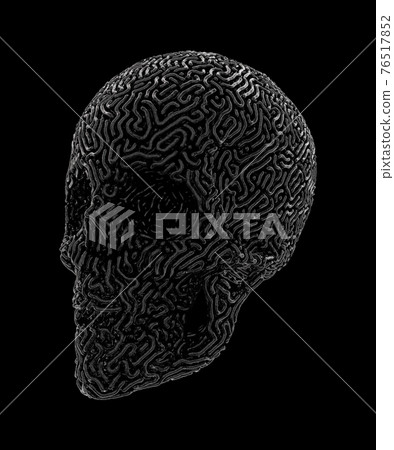 Metal Carved Skull Isolated On Black Background 76517852