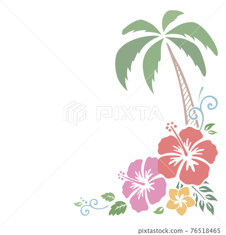 芙蓉和棕櫚樹裝飾框架_部落_插畫材料 芙蓉和棕櫚樹裝飾框架_部落_插畫材料 76518465