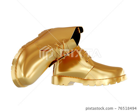 Gold boots isolated a white background. 3D render Gold boots isolated a white background. 3D render 76518494