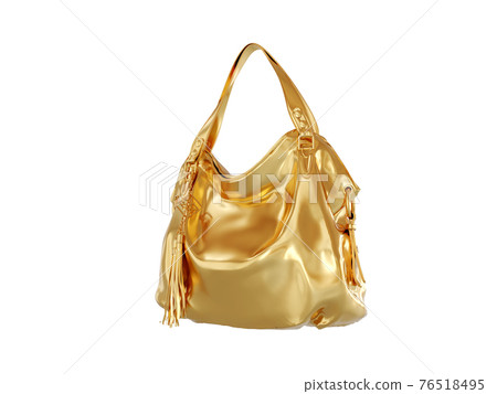 A gold handbag isolated on a white background. 3d render A gold handbag isolated on a white background. 3d render 76518495