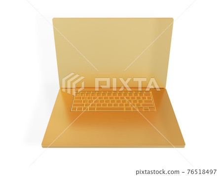 The gold laptop is insulated against a white background. 3D render The gold laptop is insulated against a white background. 3D render 76518497