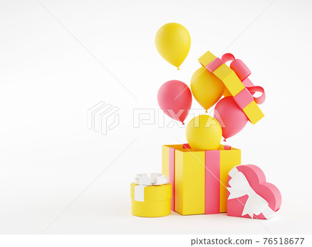 Gift boxes and balloons - 3d illustration of... - Stock Illustration ...