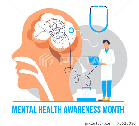 Mental health awareness month concept vector. Medical event is observed in May. Professional psychology consultation illustration. Depression, sadness info-graphics. 76520056