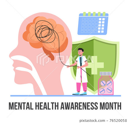 Mental Health Awareness Month Concept Vector.... - Stock Illustration ...