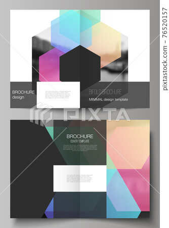 Vector layout of two A4 format cover mockups design templates with abstract shapes and colors for bifold brochure, flyer, magazine, cover design, book design, brochure cover. 76520157