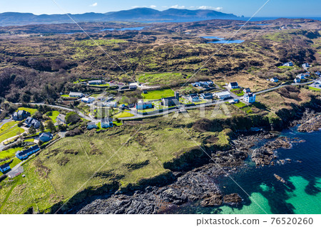 Aerial view of Portnoo in County Donegal, Ireland. Aerial view of Portnoo in County Donegal, Ireland. 76520260