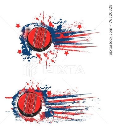 Cricket sport, ball halftone splash banner flag 76520329