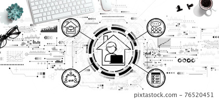 Remote Work theme with a computer keyboard Remote Work theme with a computer keyboard 76520451