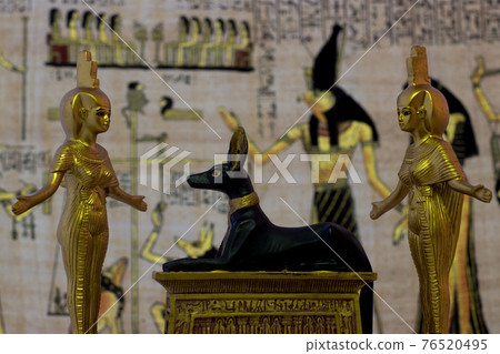 Egyptian statuettes anubis eset nebtht in gold Egyptian statuettes anubis eset nebtht in gold 76520495