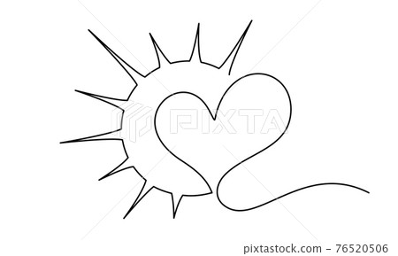 Heart inside sun sign. Concept of love, compassion and happiness Heart inside sun sign. Concept of love, compassion and happiness 76520506