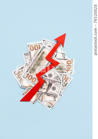 Global economy recovery, Business Economic growth. Financial, industrial and market sector comeback and upturn concept. Paper red arrow graph on 100 dollar bills going upward in blue background Global economy recovery, Business Economic growth. Financial, industrial and market sector comeback and upturn concept. Paper red arrow graph on 100 dollar bills going upward in blue background 76520828