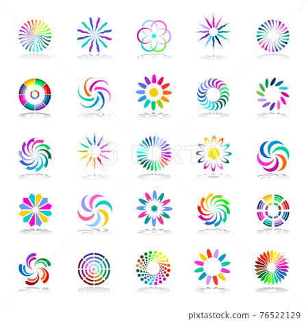 Design elements set. Abstract circular multicolour icons. 76522129