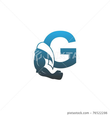 Letter G logo icon with muscle arm design vector - Stock Illustration ...