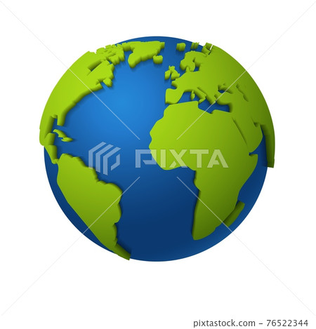 3d globe. Round world map with green continents and blue oceans, america africa and europe, earth planet in space. Global digital communication concept vector realistic isolated illustration 3d globe. Round world map with green continents and blue oceans, america africa and europe, earth planet in space. Global digital communication concept vector realistic isolated illustration 76522344