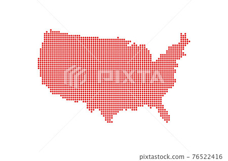 Dotted Style of red color United States map, white dotted USA map with shadows, vector, illustration, eps file Dotted Style of red color United States map, white dotted USA map with shadows, vector, illustration, eps file 76522416